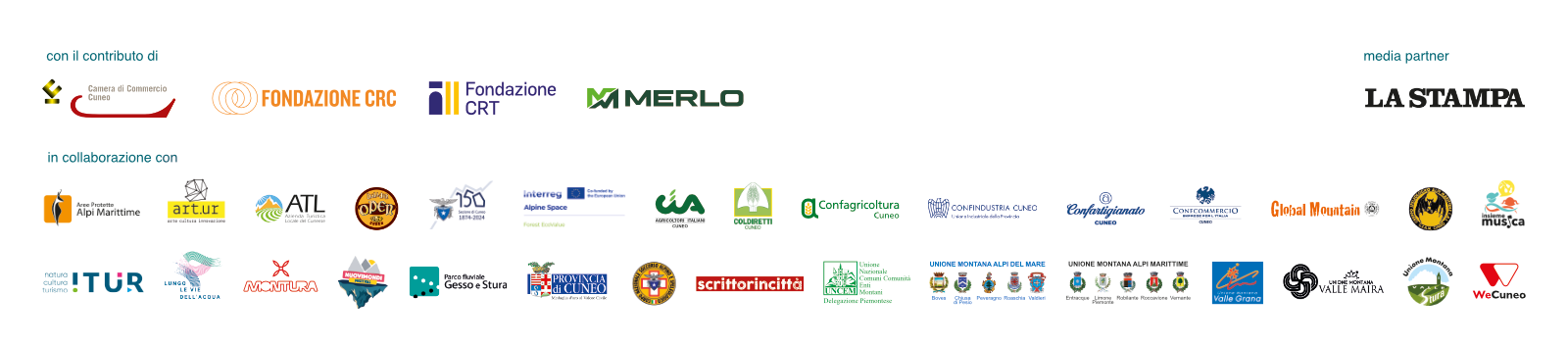 Loghi sponsor e partner del Cuneo Montagna Festival 2023
